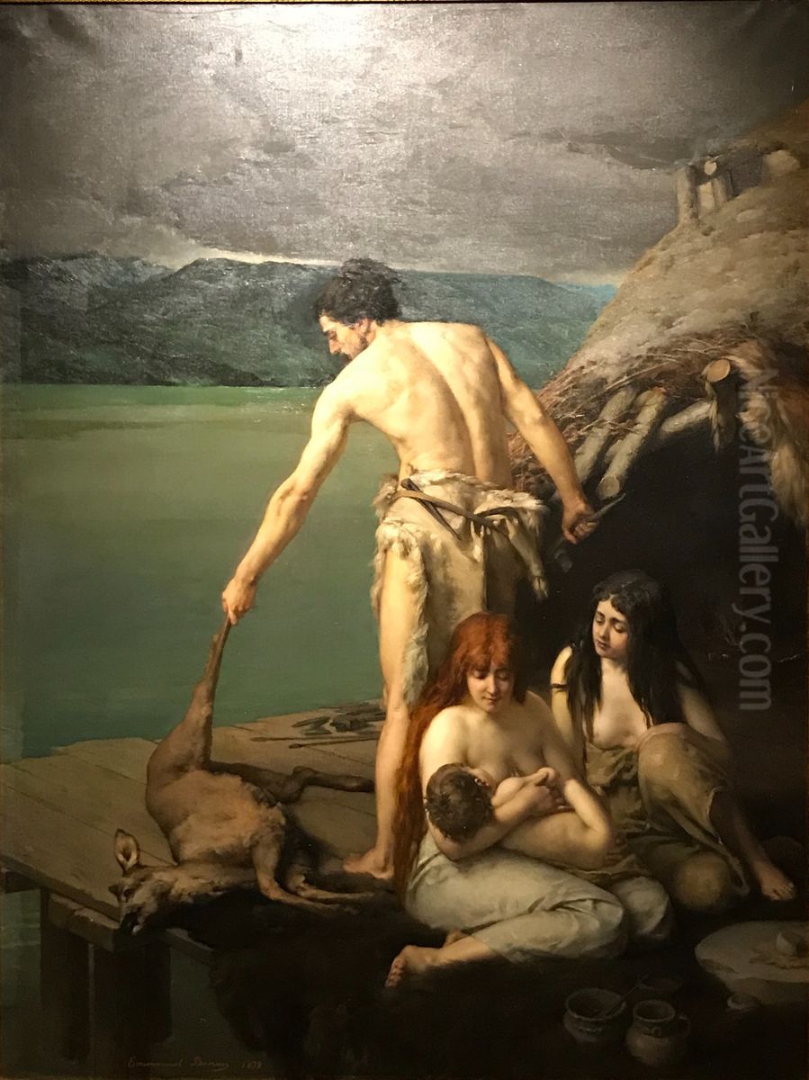 Lakeside Dwelling Oil Painting by Emmanuel Benner