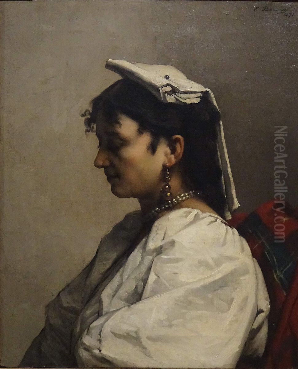 Young Woman in a Costume from Capri Oil Painting by Emmanuel Benner