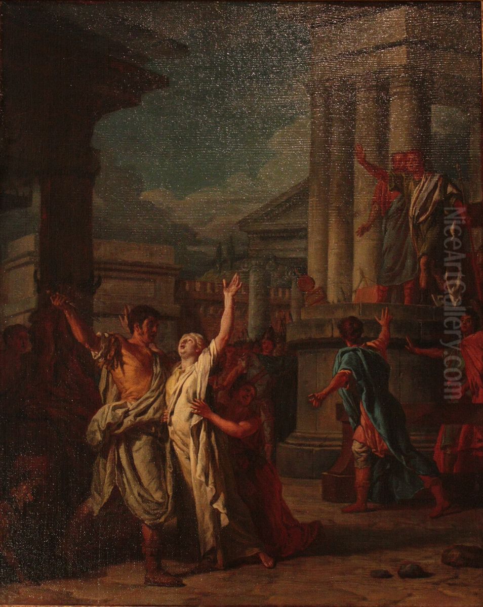 Virginius pret a poignarder sa fille Virginie Oil Painting by Nicolas-Guy Brenet