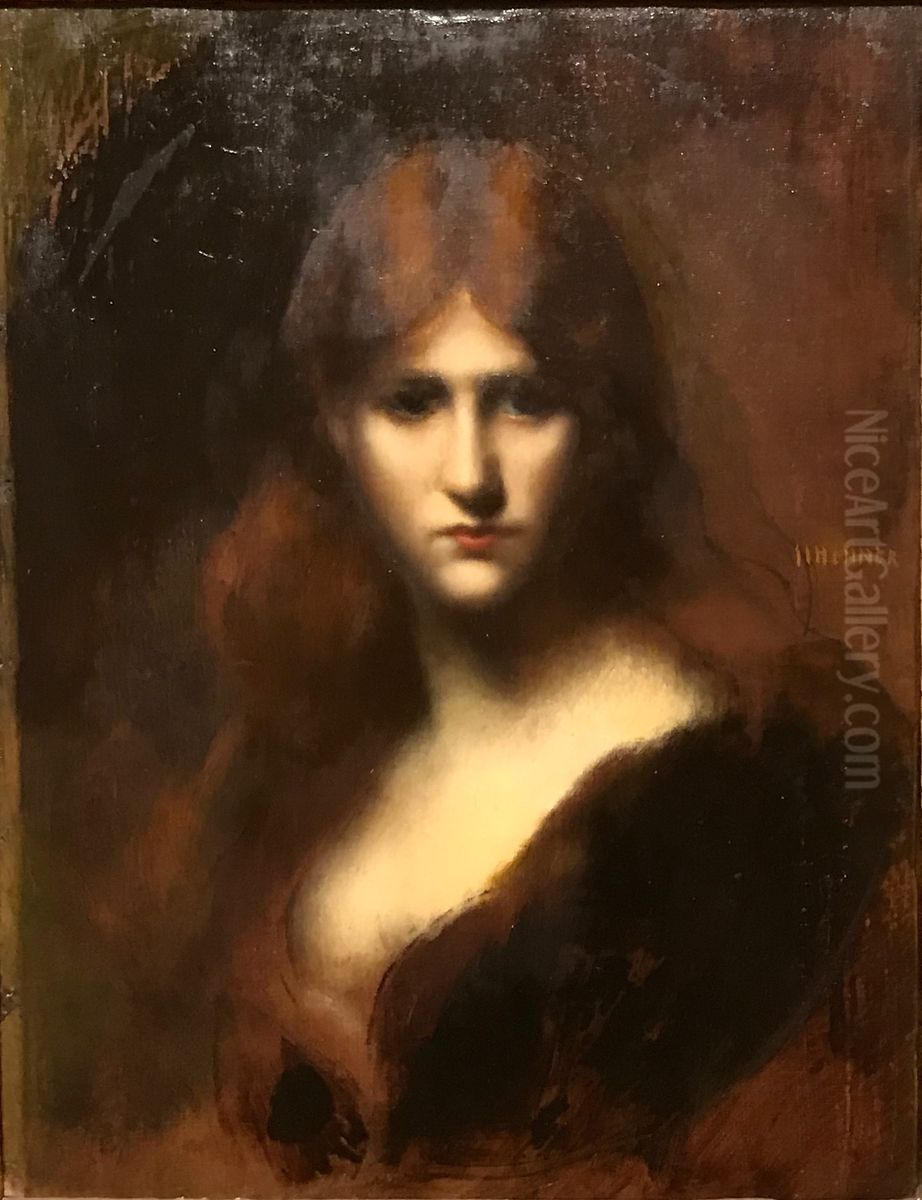 Portrait de femme, Lola Oil Painting by Jean-Jacques Henner