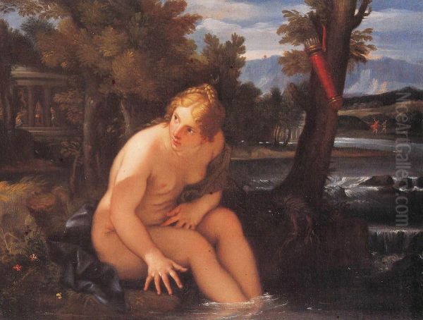 Bath of Diana Oil Painting by Carlo Maratta or Maratti