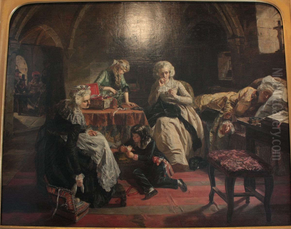 The Royal Family of France in the Prison of the Temple Oil Painting by Edward Matthew Ward