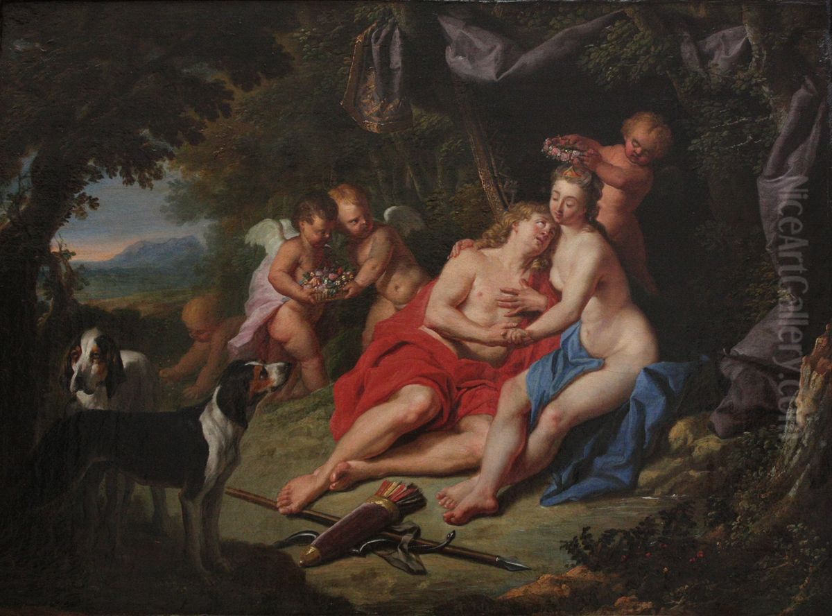 Venus et Adonis Oil Painting by Jacques Ignatius De Roore