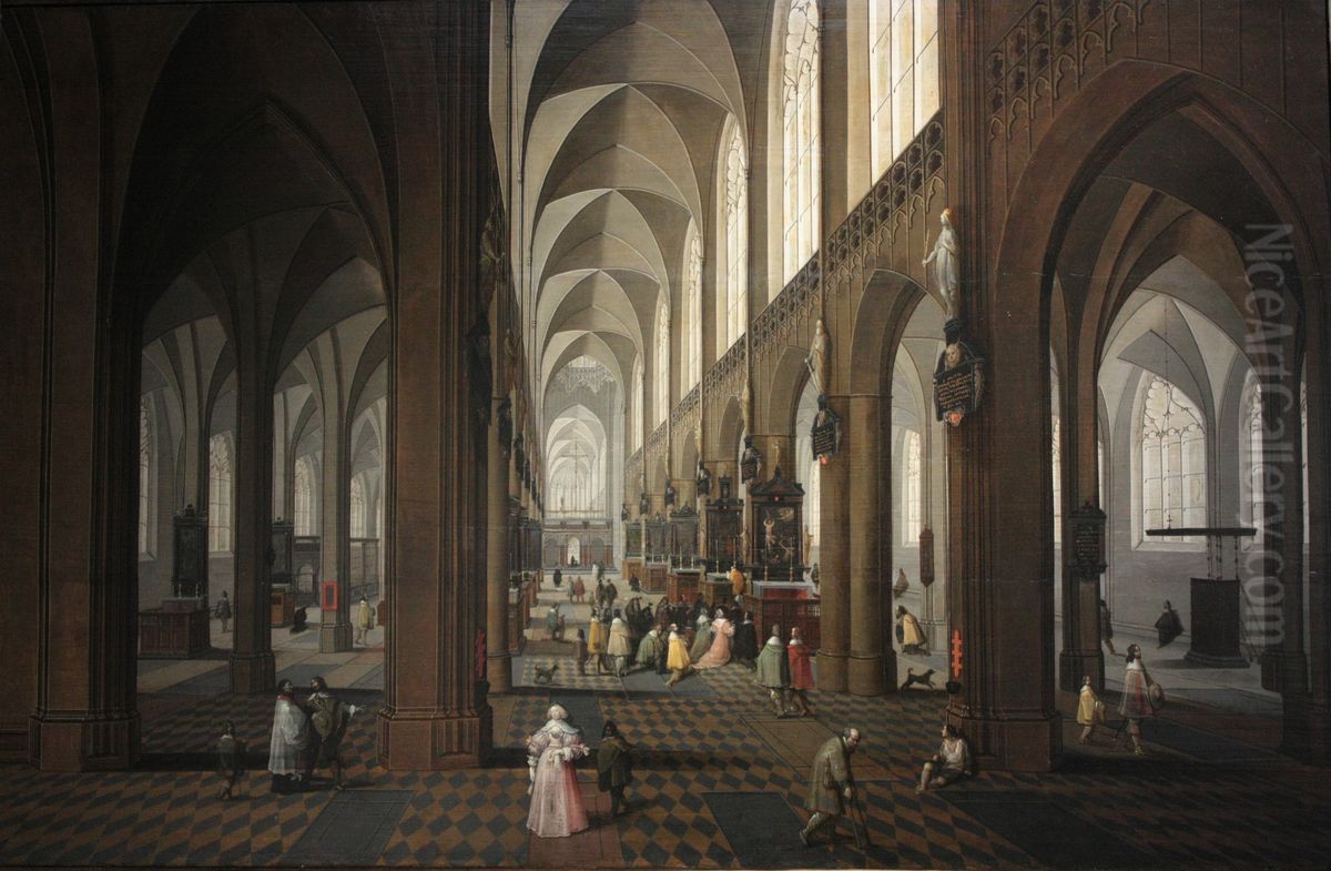 The nave of Antwerp Cathedral Oil Painting by Pieter Neefs the Younger