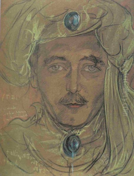 Portret Romana Ingardena Oil Painting by Stanislaw Ignacy Witkiewicz (Witkacy)