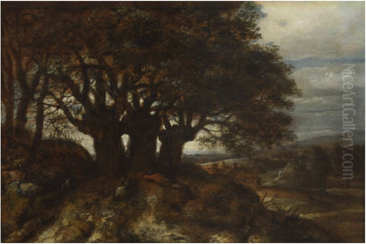 Landscape with three pollard willows Oil Painting by Jan Lievens