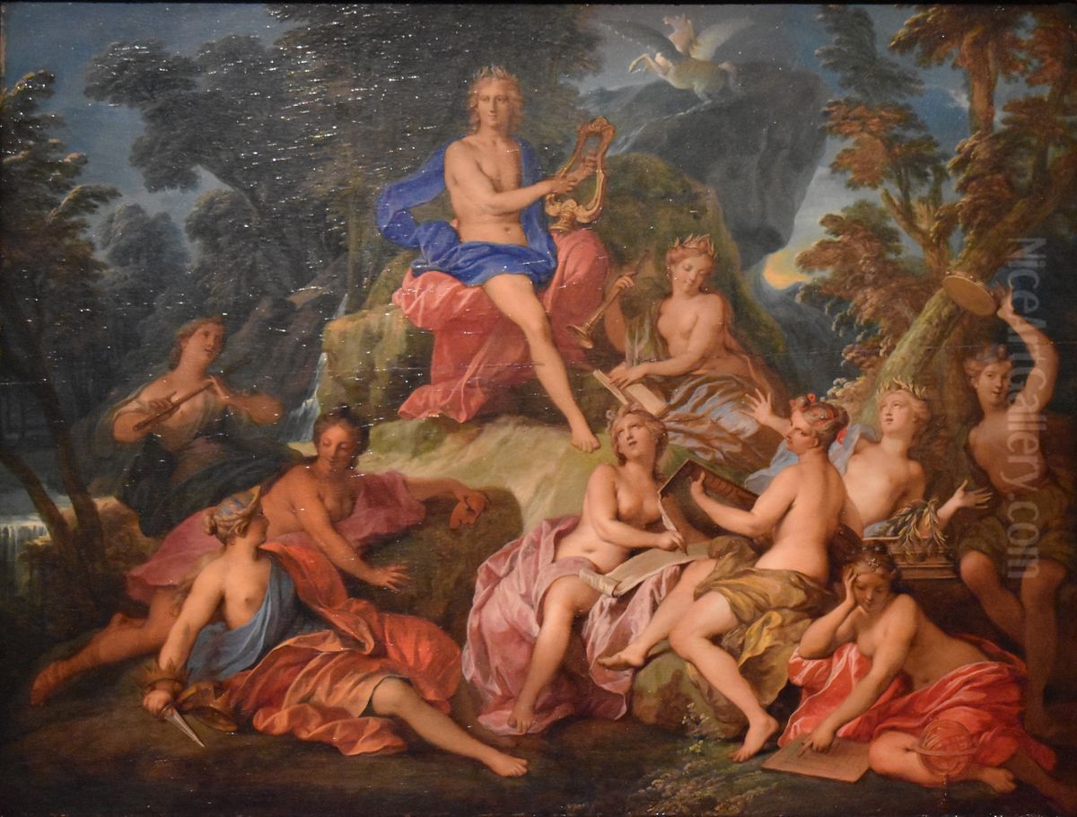 Nicolas Bertin - Apollon et les Muses Oil Painting by Nicolas Bertin
