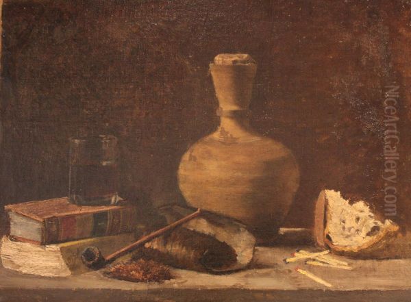 Nature morte a la pipe Oil Painting by Jean Antoine Injalbert