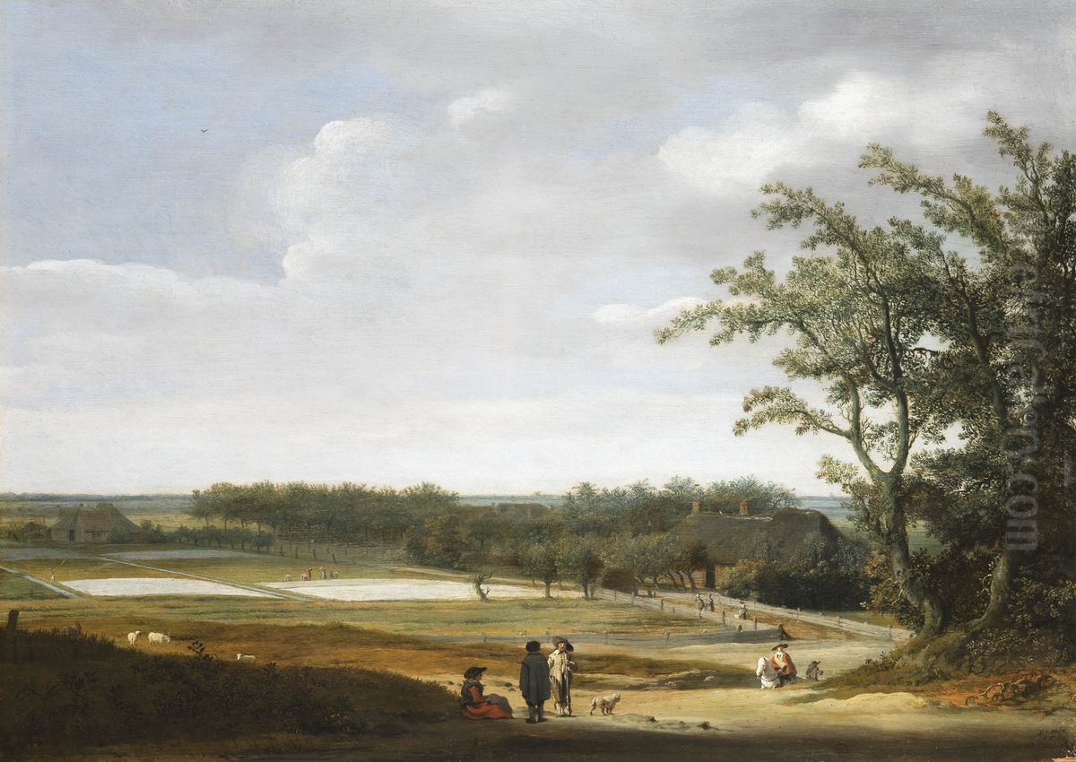 Gezicht op bleekvelden bij Haarlem Oil Painting by Pieter Post