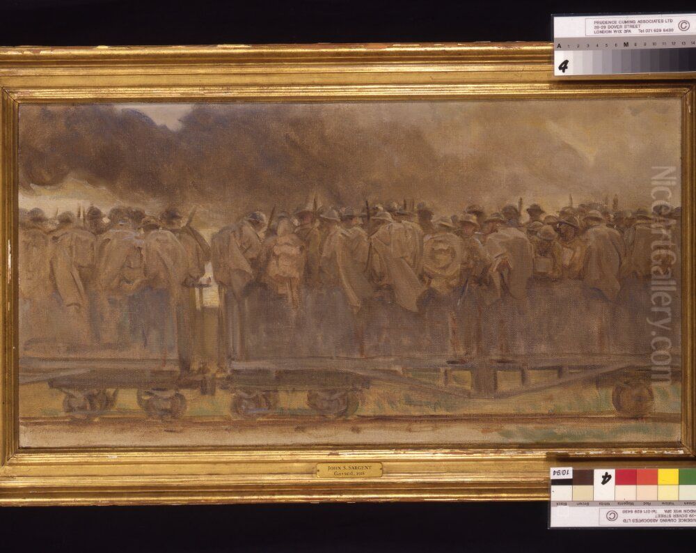 Amerikanska trupper pa vag till fronten Oil Painting by John Singer Sargent