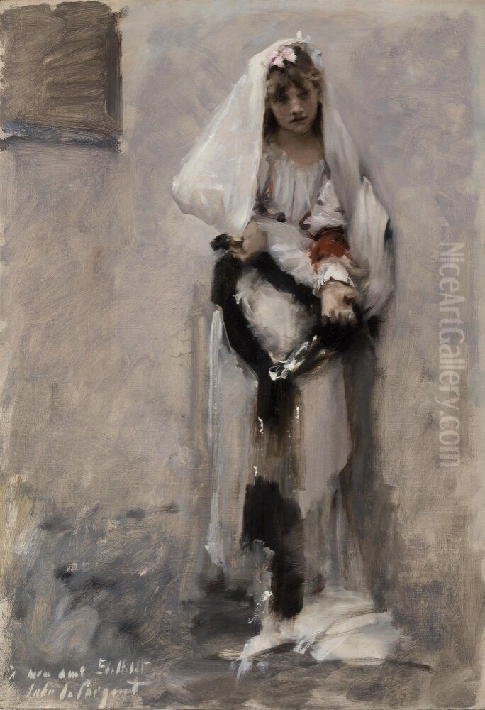 Tiggarflicka i Paris Oil Painting by John Singer Sargent
