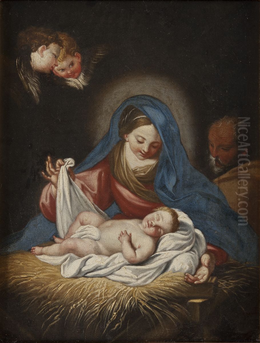 Nativity Oil Painting by Carlo Maratta or Maratti