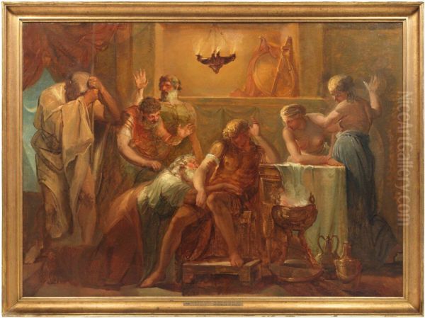 Priamus Asking Achilles for Hector's Body Oil Painting by Louis Masreliez