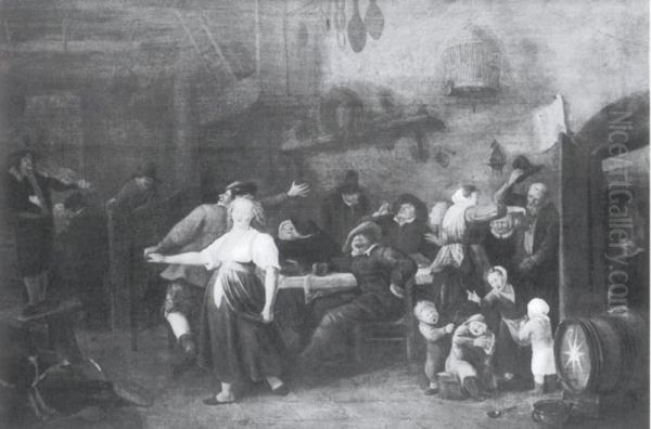 Dans- och dryckesscen i bondstuga Oil Painting by Jan Steen