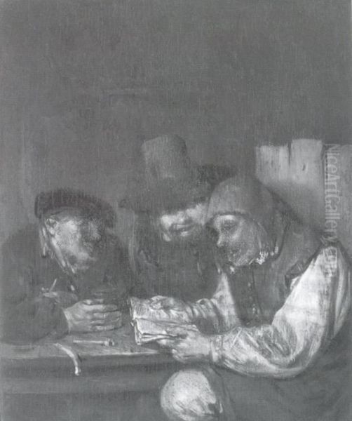 Peasants Singing at an Inn Oil Painting by Egbert Van Heemskerck
