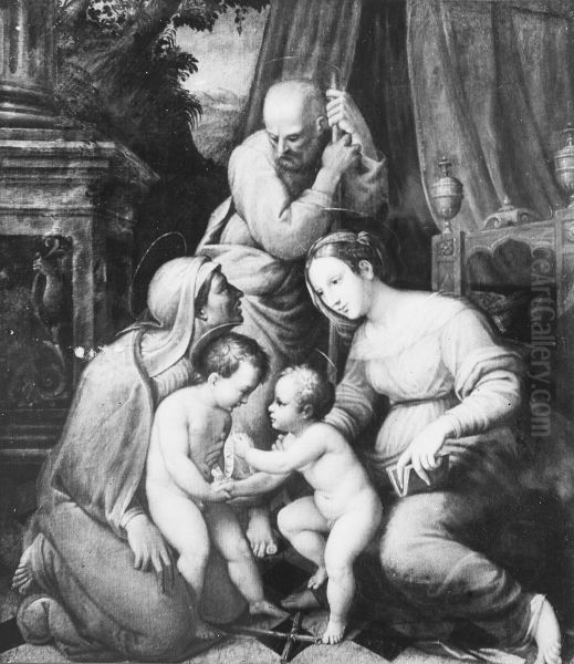 The Holy Family with St Elizabeth and the Infant St John Oil Painting by Raphael