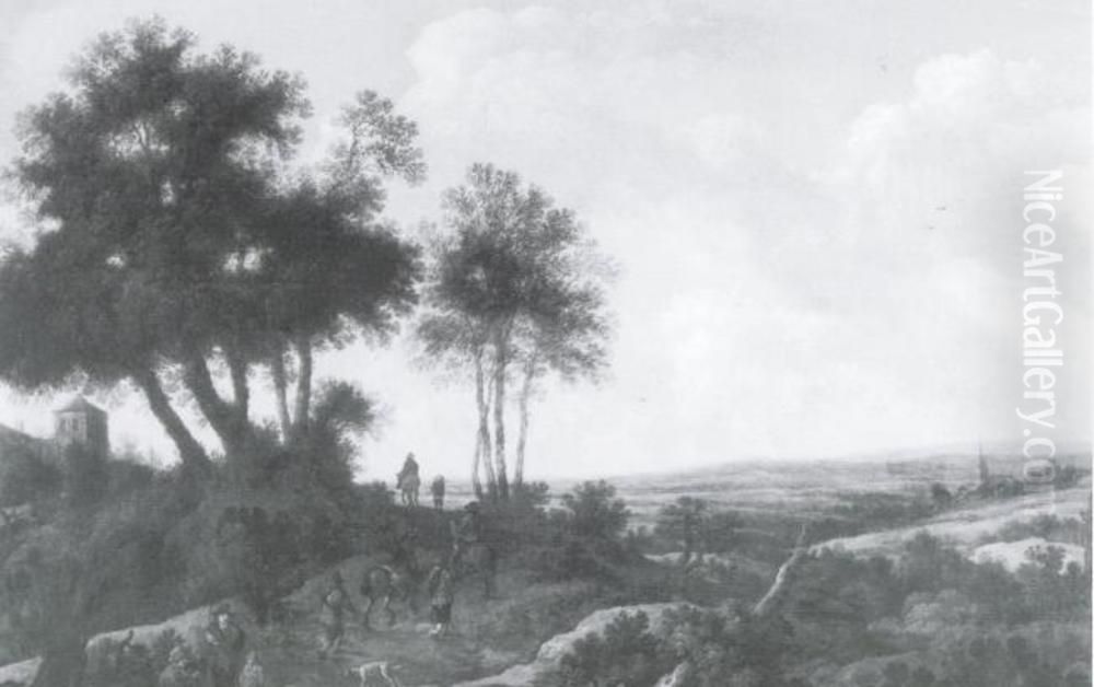 Landskap med ryttare Oil Painting by Pieter De Molijn