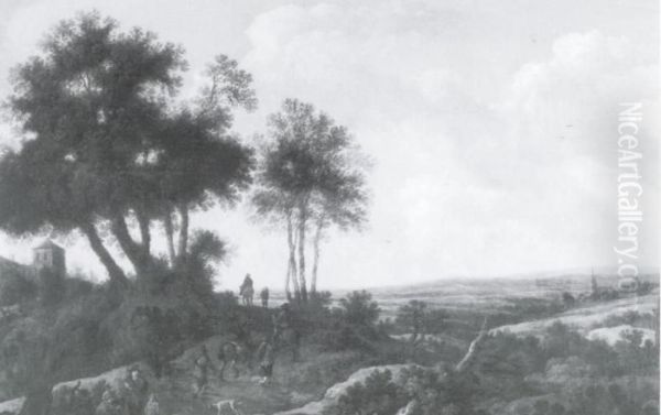 Landscape with Riders Oil Painting by Pieter De Molijn