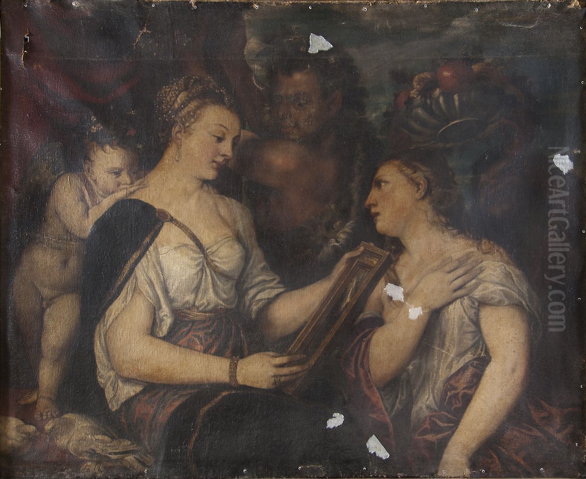 Venus med spegel Oil Painting by Alessandro Varotari