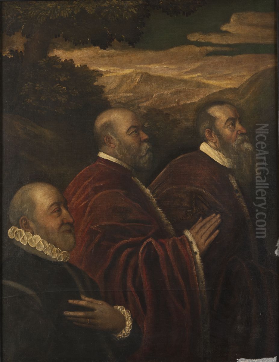 Three Venetian Counsellors Oil Painting by Jacopo Tintoretto