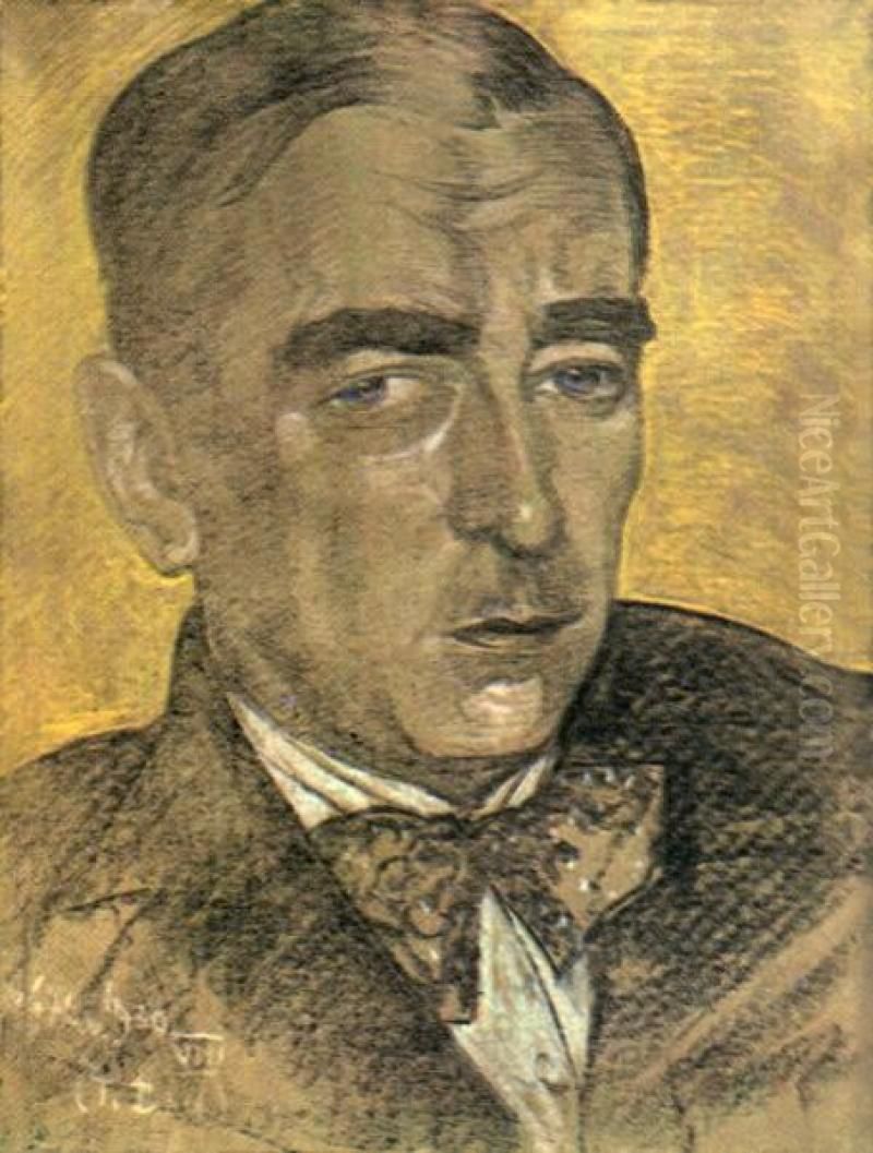 Portret Karola Szymanowskiego Oil Painting by Stanislaw Ignacy Witkiewicz (Witkacy)
