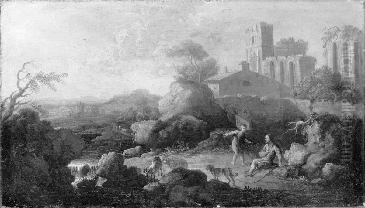 Landscape with Ruins Oil Painting by Francesco Zuccarelli
