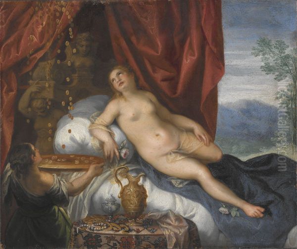 Danae och guldregnet Oil Painting by Hans Rottenhammer