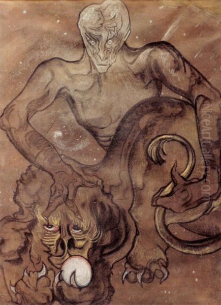 Lew i Herkules Oil Painting by Stanislaw Ignacy Witkiewicz