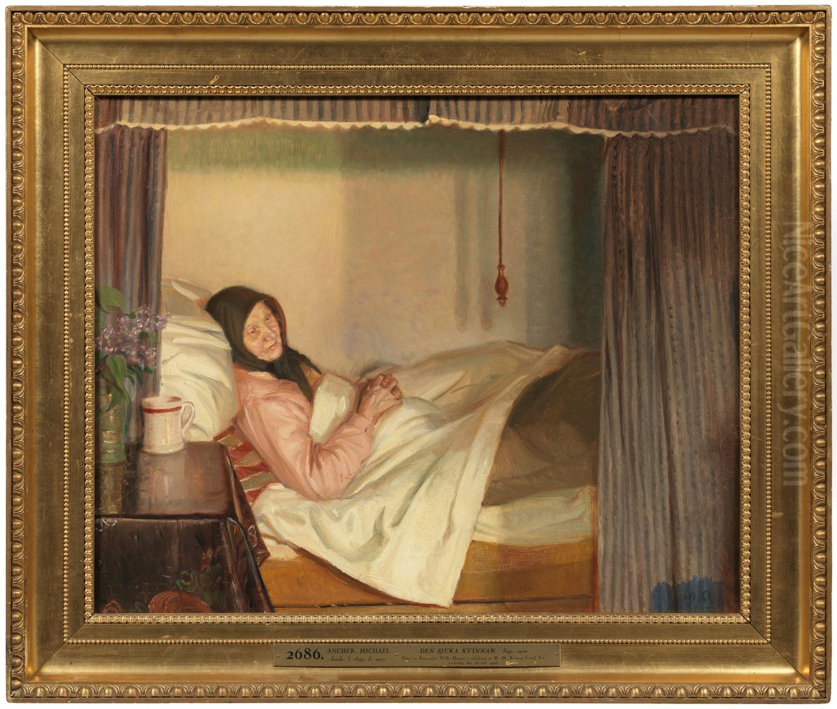 The Sick Woman Oil Painting by Michael Peter Ancher