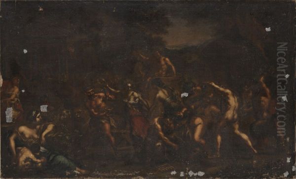 Company Celebrating Bacchus Oil Painting by Pietro da Cortona