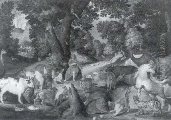 Orpheus Charming the Beasts Oil Painting by Roelant Savery