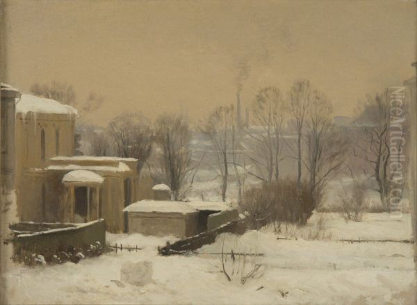 Urban Snow. Study Oil Painting by Gustaf Rydberg
