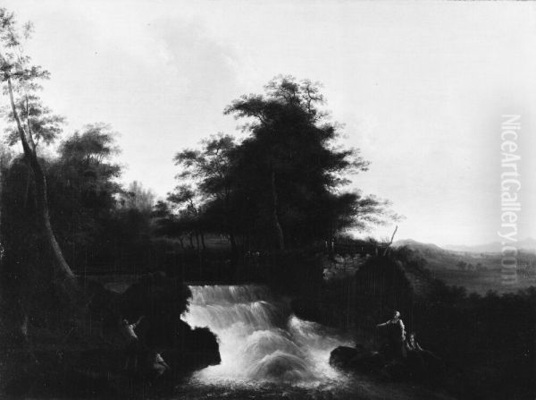 Landscape with Waterfall Oil Painting by Johan Adam von Gertten