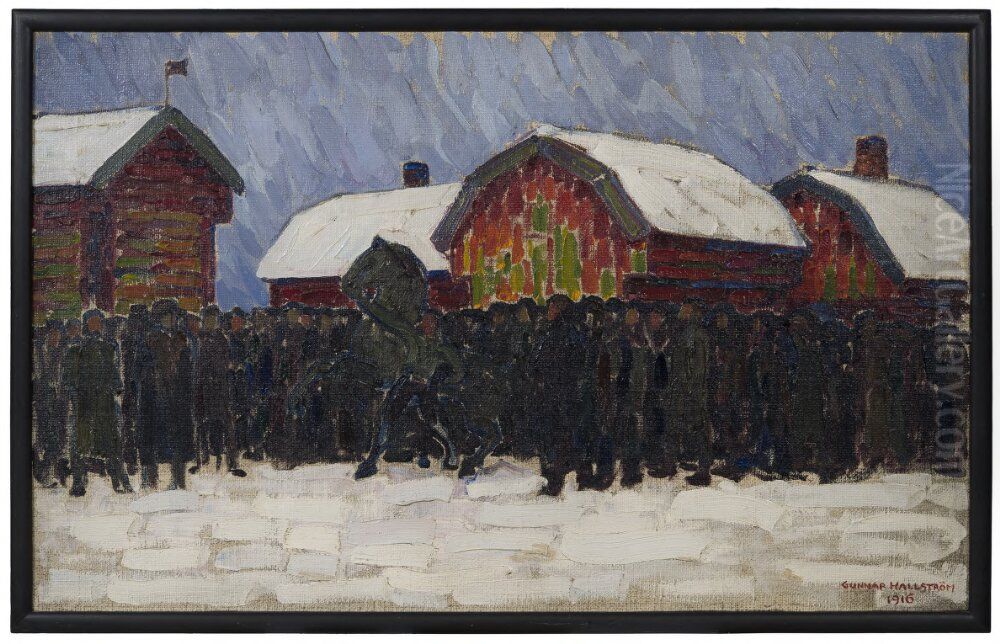 Horse-Sale Oil Painting by Gunnar Hallstrom