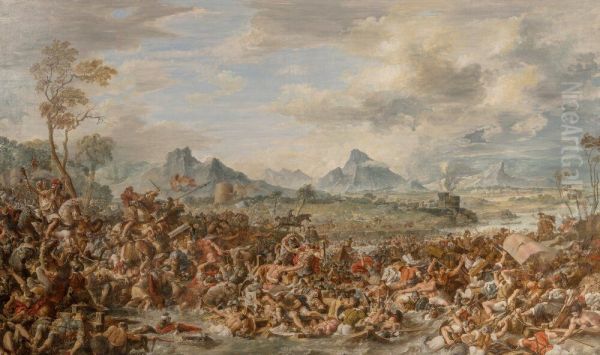 Victory of the Crotonians over the Sybarites Oil Painting by Louis Jean Desprez