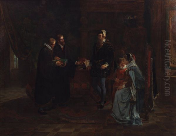King Gustav Vasa of Sweden Receiving the Swedish Translation of the Bible Oil Painting by Julius Kronberg