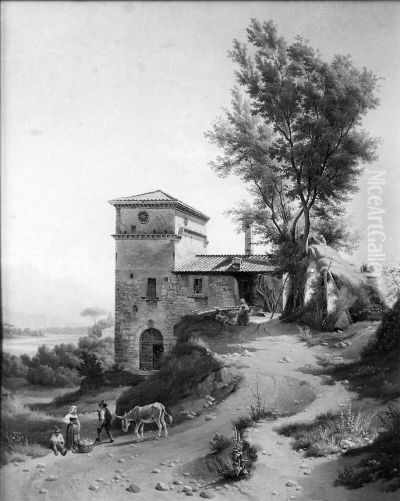 Italian Landscape, Narni Oil Painting by Gustaf Wilhelm Palm
