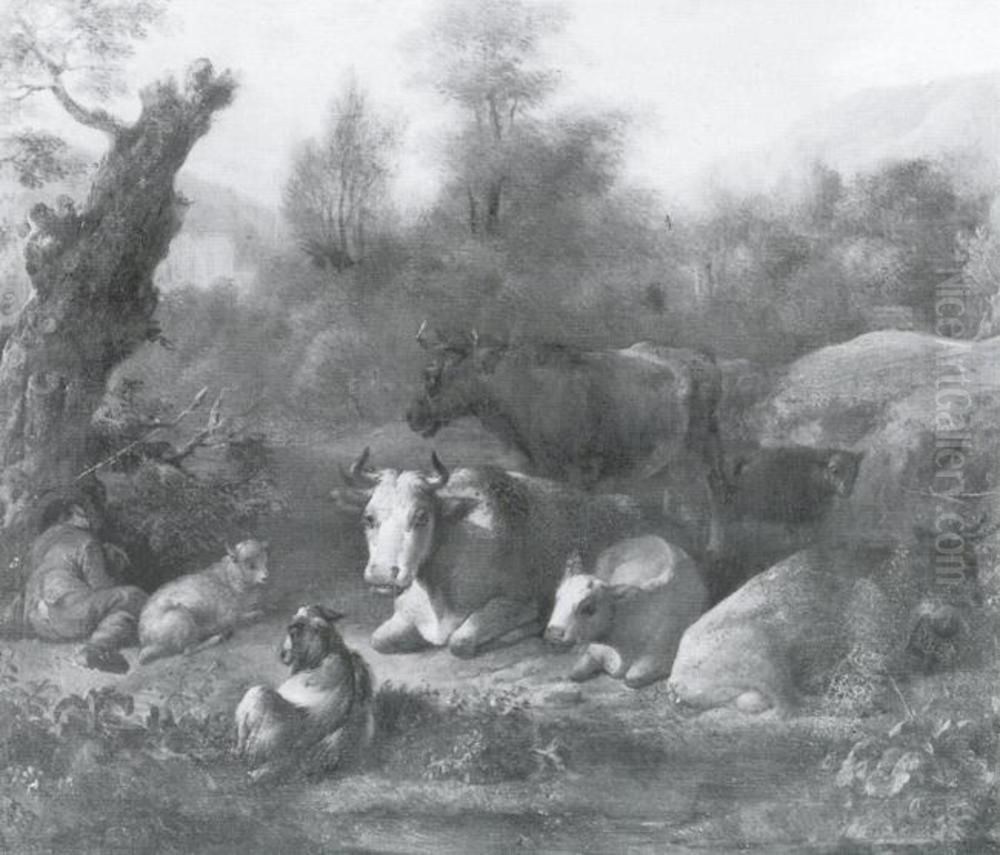 Boskap i landskap Oil Painting by Jan Vermeer van Haarlem