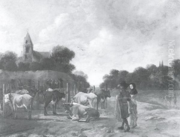 Boskapsmarknad Oil Painting by Paulus Potter