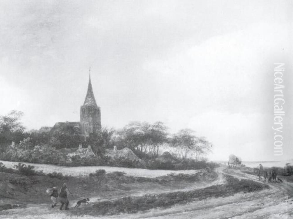 Hollandsk kyrkby Oil Painting by Guillam Dubois