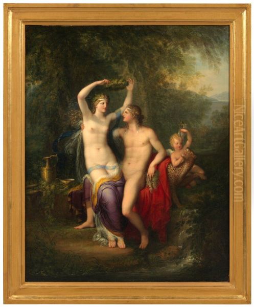 Dionysos (Bacchus) och Ariadne Oil Painting by Jonas Akerstrom