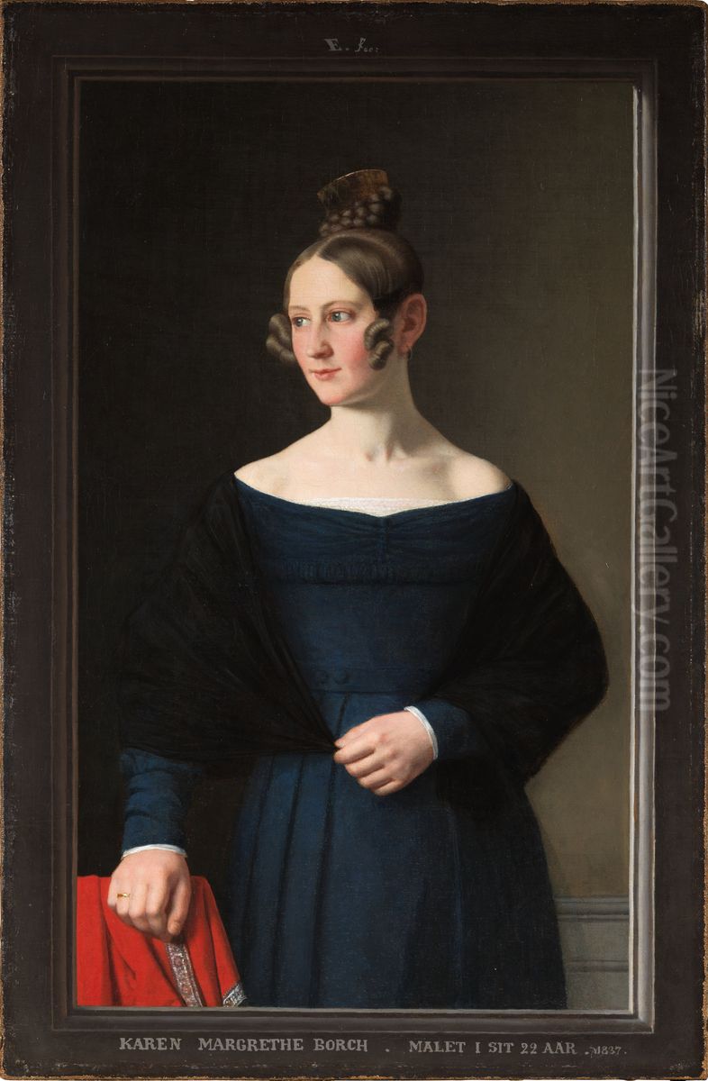 Karen Margrethe Borch Oil Painting by Christoffer Wilhelm Eckersberg