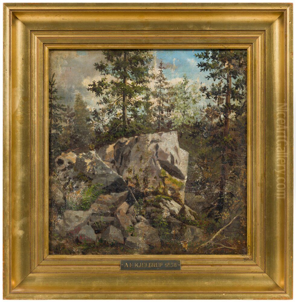 Forest Interior, Bornholm Oil Painting by Anton Eduard Kieldrup