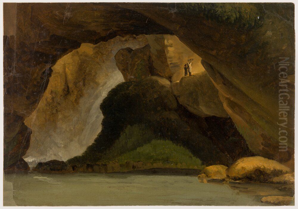 Interior of the Neptunus Grotto in Tivoli Oil Painting by Simon Denis