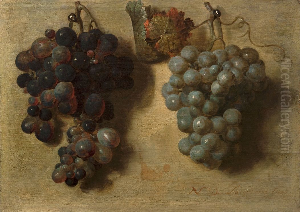 Two bunches of grapes Oil Painting by Nicolas de Largilliere