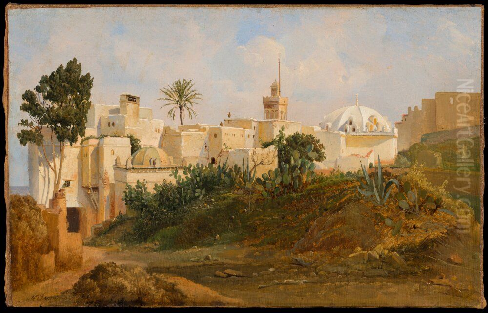 A Road outside Algiers Oil Painting by Niels Simonsen
