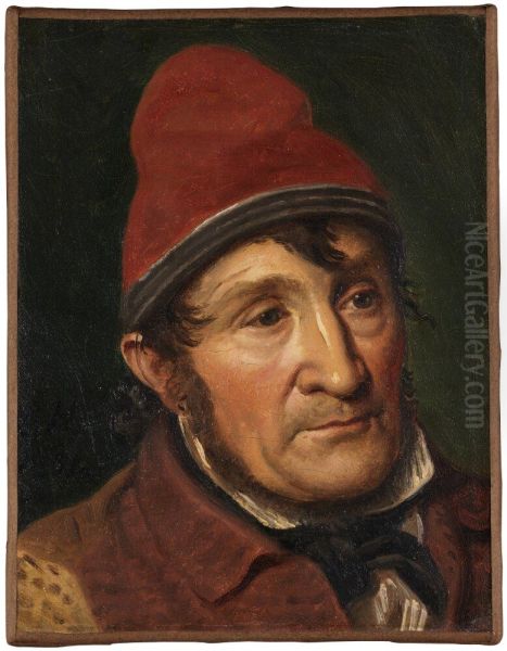 Jean Holm, inhabitant at Bombebossen, a Shelter for Poor Seamen Oil Painting by Constantin Hansen
