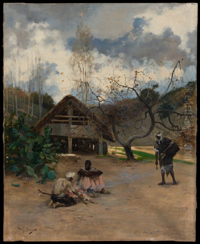 By the Fire - Scene from Morocco Oil Painting by Hugo Birger