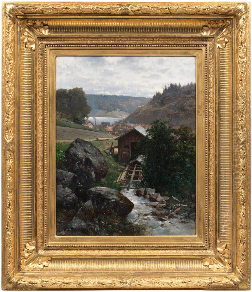Landscape from Valdemarsvik Oil Painting by Carl Ferdinand Hernlund