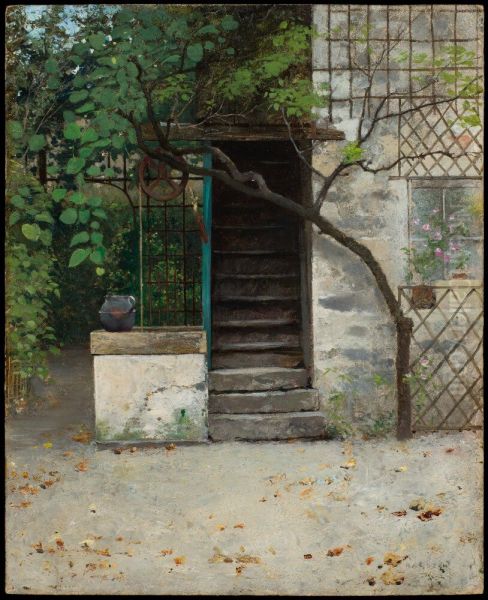 Outside Hugo Birger's Studio in Paris Oil Painting by August Hagborg